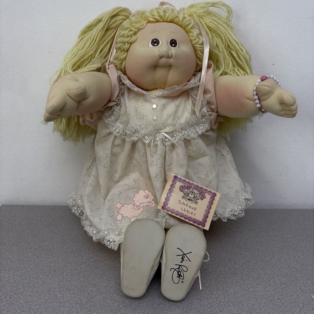 CPK Soft Sculpture Face 1984 Doll, Blonde Pigtails, Adoption, Birth Certificates